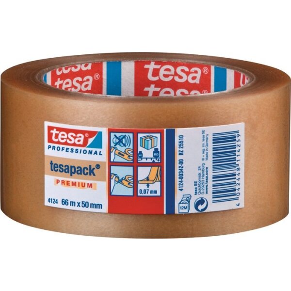 Tesa Verpackungsklebeband PVC tesapack® 4124 farblos Länge 66 m Breite 50 mm Rolle