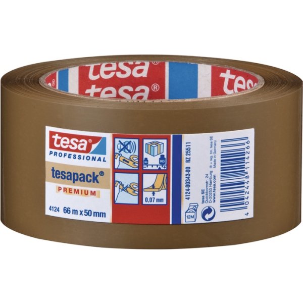 Verpackungsklebeband PVC tesapack&reg; 4124 chamois L.66m B.50mm Rl.TESA