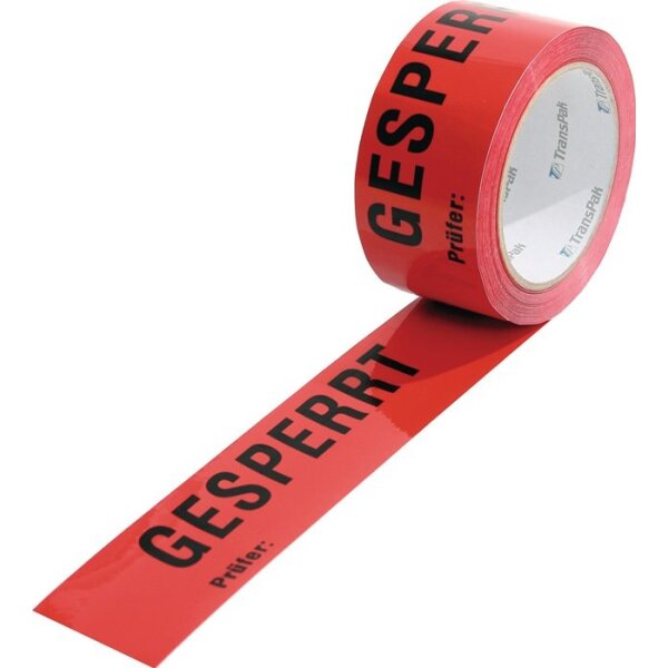 Transpak Warnklebeband PP Gesperrt Länge 66 m, Breite 50 mm rot Rolle