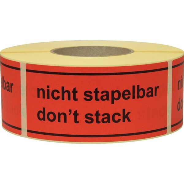Transpak Hinweisetikett Nicht stapelbar Länge 145 mm, Breite 70 mm rot 1000 St./Rolle