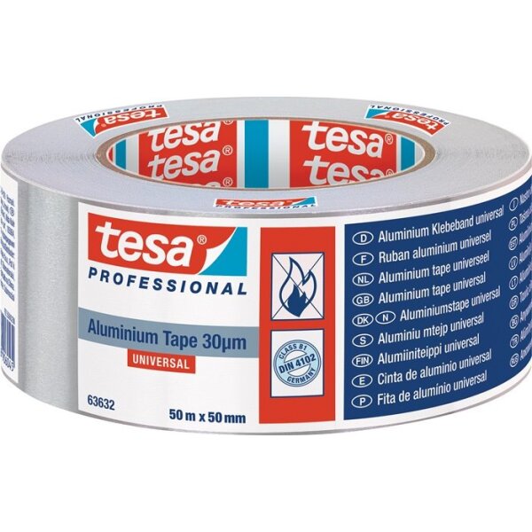 Tesa Aluminiumklebeband Universal 63632 mit Liner Länge 50 m Breite 50 mm Rolle