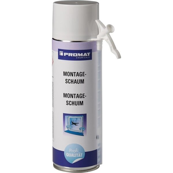 Promat chemicals 1K-Montageschaum 500 ml B2 champagner mit Einweghandschuhen Dose