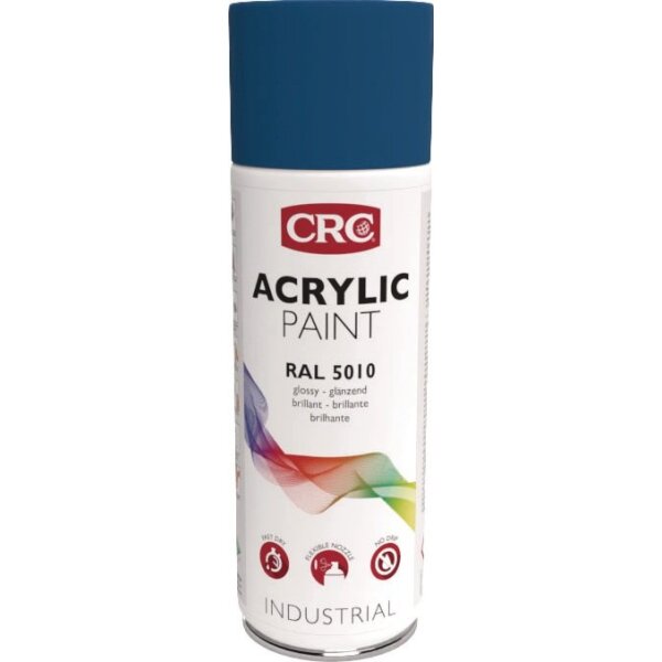 Crc Farbschutzlackspray ACRYLIC PAINT enzianblau glänzend RAL 5010 400 ml Spraydose