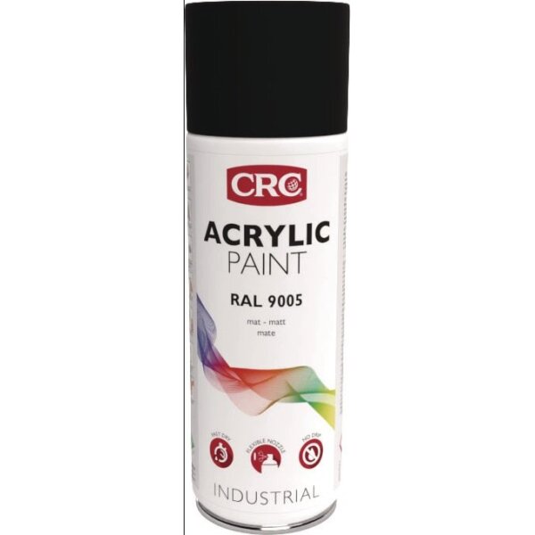 Crc Farbschutzlackspray ACRYLIC PAINT tiefschwarz matt RAL 9005 400 ml Spraydose