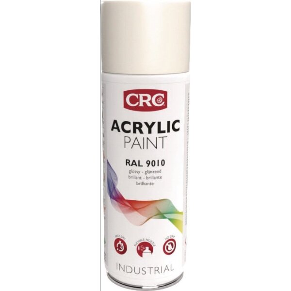 Crc Farbschutzlackspray ACRYLIC PAINT reinweiss glänzend RAL 9010 400 ml Spraydose