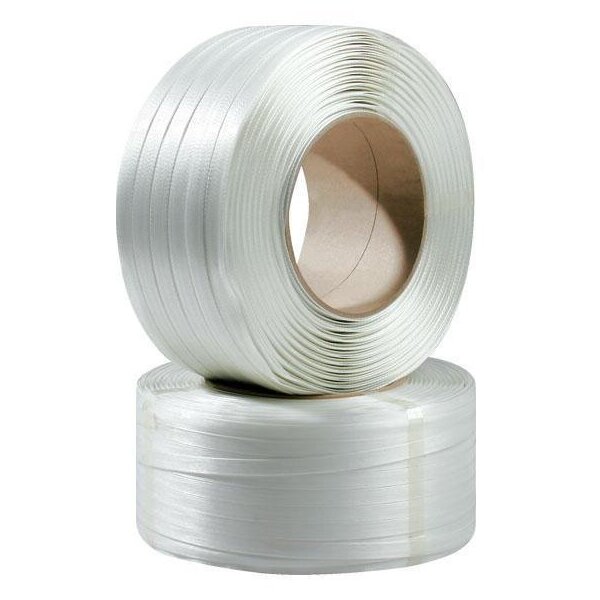 Transpak Umreifungsband Breite 19mm Länge 600lfm 60 SCC Polyester weiß Reißfestigkeit 500kp