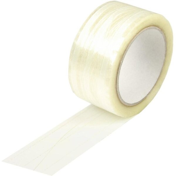 Transpak Klebeband fadenverstärkt Breite 50mm Länge 66m Stärke 46µ PP transparent Hotmeltkleber 3 laengs 1 sinusfaden