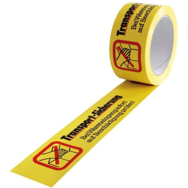 Transpak Kennzeichnungsband Breite 50mm Länge 66m Stärke 52µ PVC gelb Aufdruck Transportsicherung