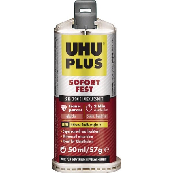 Uhu 2K-Epoxidharzklebstoff PLUS SOFORTFEST 57 g farblos Doppelkartusche