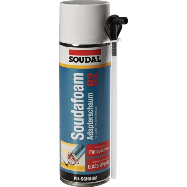 Soudal 1K-Montageschaum SOUDAFOAM 500 ml B2 champagner mit Einweghandschuhen Dose