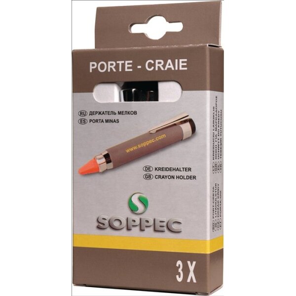 Soppec Kreidehalter für Kreiden rund/eckig Länge 120 mm 3 Stück / Schachtel