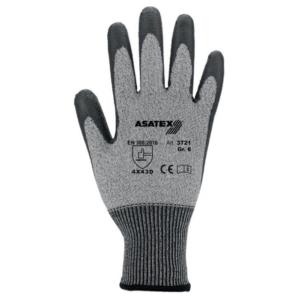 Asatex Schnittschutzhandschuhe Größe 10 graumeliert/schwarz EN 388 PSA-Kategorie II 10 Paar