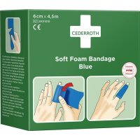 Cederroth Soft Foam Bandage selbsthaftend elastisch, blau Rolle 6 cm x 4,5 m