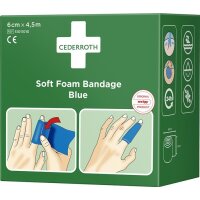 Cederroth Soft Foam Bandage selbsthaftend elastisch, blau Rolle 6 cm x 4,5 m