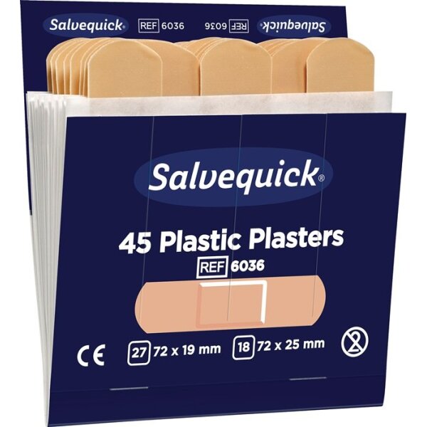 Salvequick Pflasterstrips Salvequick wasserfest 6 Nachfüllpack je 45 St.
