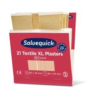 Salvequick Pflasterstrips Salvequick Textilpflaster extra groß 6 Nachfüllpack je 21 St.