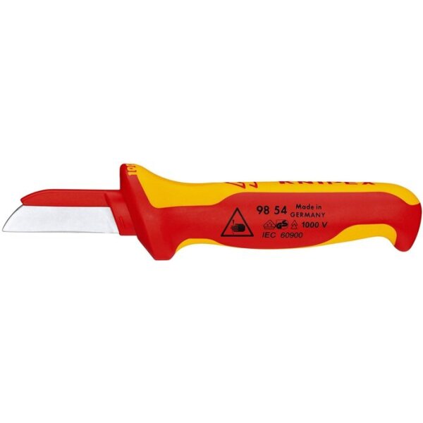 Knipex Kabelmesser Länge 190 mm Klingenlänge 50 mm Klingenrücken mit Kunststoffüberzug VDE 68 g Mehrkomponentengriff