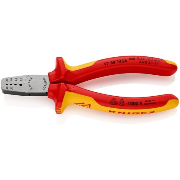 Knipex Aderendhülsenzange Gesamtlänge 145 mm 0,25 - 2,5 (AWG 23 - 13) mm² poliert Mehrkomponenten-Hüllen