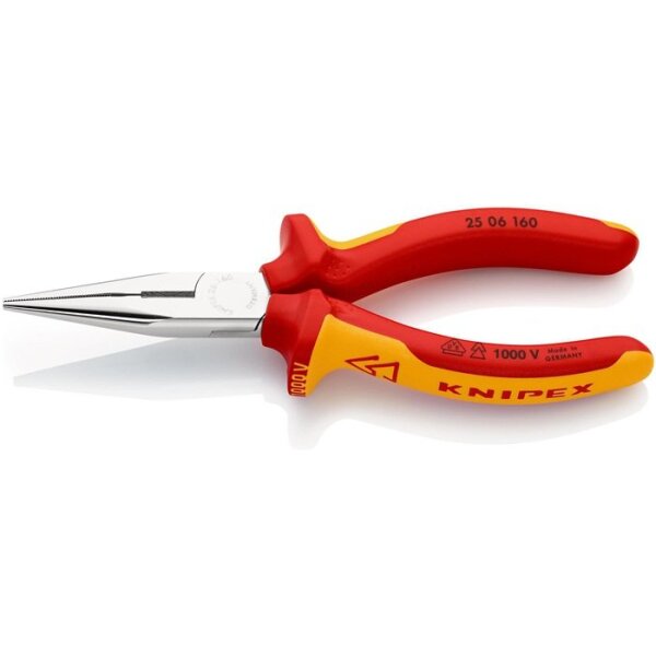 Knipex Flachrundzange DIN ISO 5745 Länge 160 mm flach/rund gerade Mehrkomponenten-Hüllen VDE