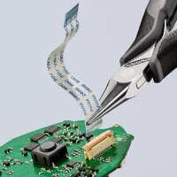 Knipex Elektronik-Greifzange Gesamtlänge 115 mm ESD flachrunde Backen spiegelpoliert Form 2 Mehrkomponenten-Hüllen