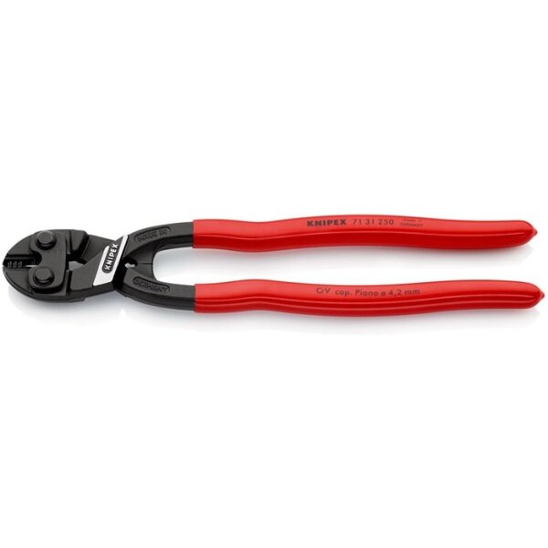 Knipex Kompaktbolzenschneider CoBolt® Länge 250 mm Kunststoffüberzug gerade 4,2 mm mit Aussparung weich mittel 6 mm hart 4,3 mm