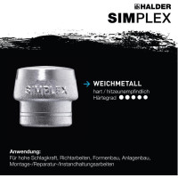 Schonhammer SIMPLEX L.330mm Kopf-D.40mm hart HO Weichmetall silber HALDER