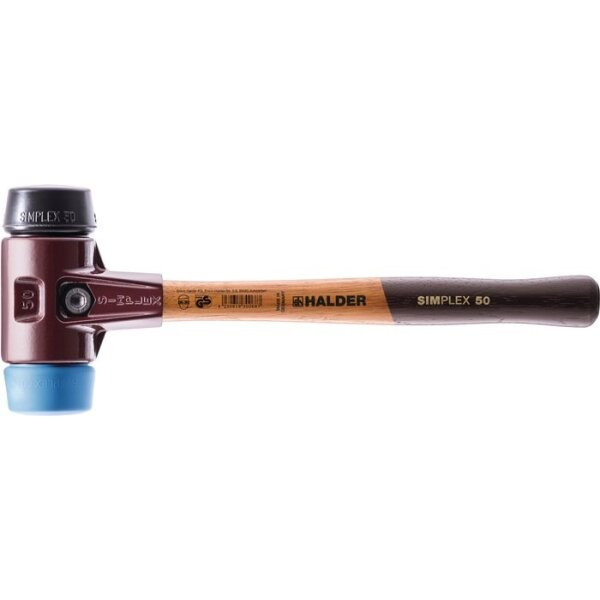 Halder Schonhammer SIMPLEX Länge 405 mm Kopf-Ø 60 mm weich/mittelhart Holz TPE-soft blau/Gummi schwarz