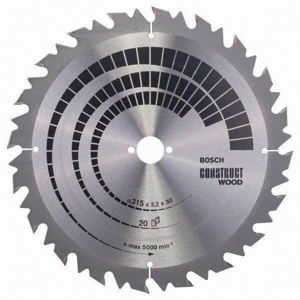 Bosch Kreissägeblatt Außen-Ø 315 mm Zähnezahl 20 WZ Bohrung 30 mm Schnittbreite 3,2 mm Hartmetall