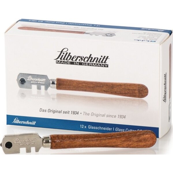 Silberschnitt Glasschneider für Glasdicken von 3 - 6 mm flaches Holzheft