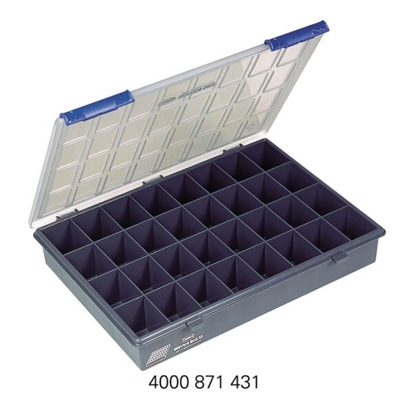 Raaco Sortimentskasten B338xT261xH57mm 32 Fächer transparent dunkelblau