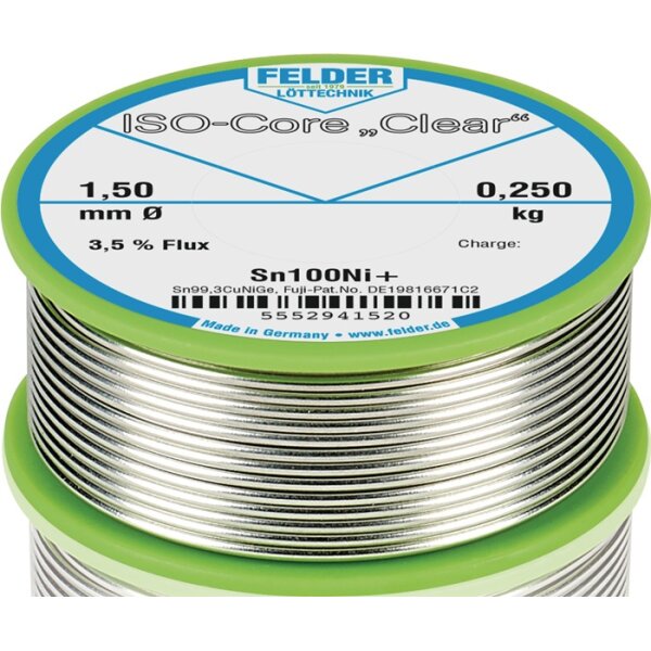 Lötdraht ISO-Core® Clear 1,5mm 250g Sn100Ni+ FELDER