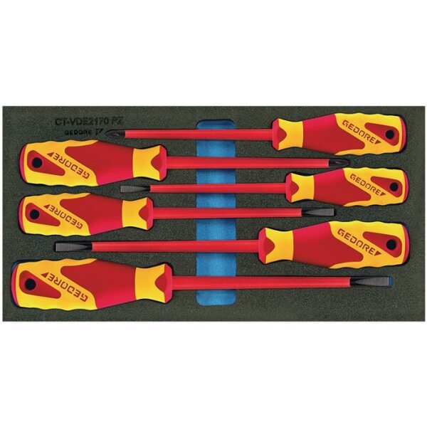 Gedore Werkzeugmodul 1500 CT1-VDE 2170 PZ 6-teilig 1/3-Modul Schraubendreher Schlitz / PZD