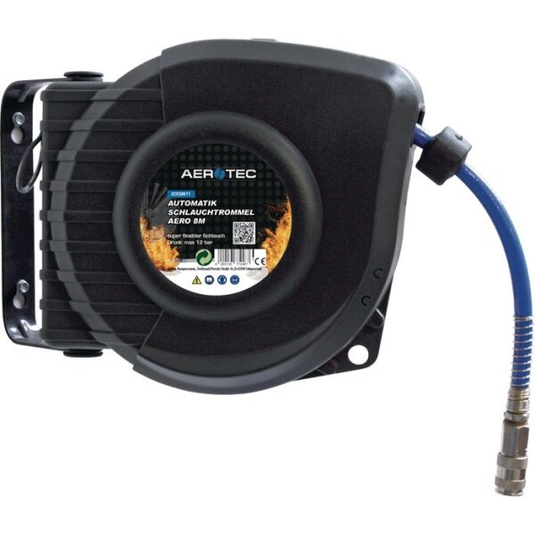 Aerotec Druckluftschlauchtrommel Aero 8M Automatik für Druckluft Schlauchlänge 1 m Gehäuse Kunststoff schwenkbar Ausgangsanschluss 3/4 ″