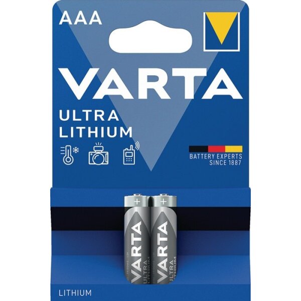 Varta Batterie ULTRA Lithium 1,5 V AAA Micro 1100 mAh FR10G445 6103 2 Stück / Blister