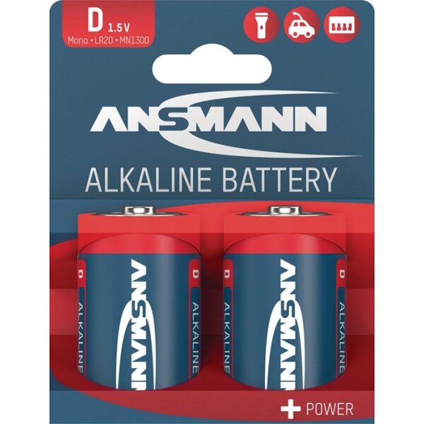 Ansmann Batterie 1,5 V D-AM1-Mono 16000 mAh LR20 4920 2 Stück / Blister