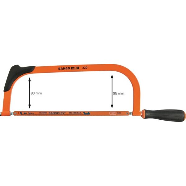 Bahco Metallsägebogen 320 Blattlänge 300 mm 24 Zähne / Zoll Komfort- und Frontgriff
