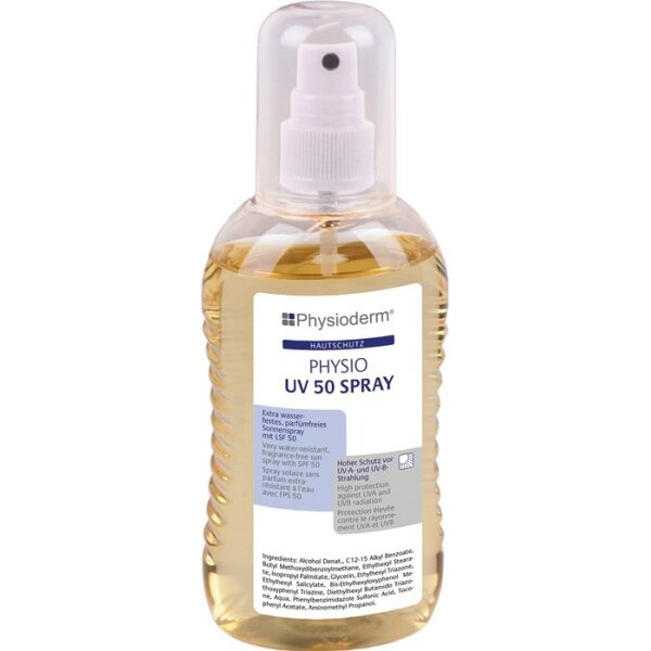 Physioderm Hautschutzspray PHYSIO UV 50 SPRAY 200 ml extra wasserfest, fettfrei Pumpflasche