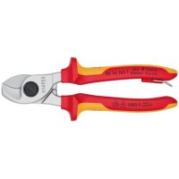 Knipex Kabelschere Länge 165 mm Kopf verchromt VDE mit Befestigungsöse Mehrkomponenten-Hüllen Form 1