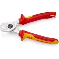 Knipex Kabelschere Länge 165 mm Kopf verchromt VDE mit Befestigungsöse Mehrkomponenten-Hüllen Form 1