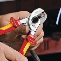 Knipex Kabelschere Länge 165 mm Kopf verchromt VDE mit Befestigungsöse Mehrkomponenten-Hüllen Form 1