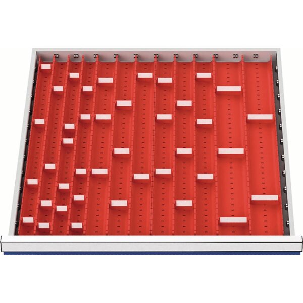 Muldeneinsatzset Front-H.50-75mm f.Schrank-B.600mm 16 Eins.m.40 Trennw.