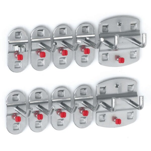 Rasterplan Werkzeughalter 10-tlg. kunststoffbeschichtet 7 Haken/2 Doppelhaken/1 Werkzeugklemme