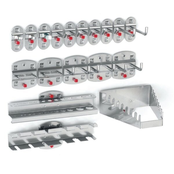 Rasterplan Werkzeughalter 18-tlg. 7 Haken/3 Doppelhaken/3 div. Halter