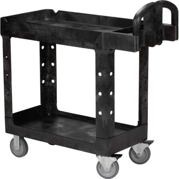 Rubbermaid Tischwagen 2 Ladeflächen L770xB420mm schwarz Trgf.226 kg Holme/Ladefläche PP