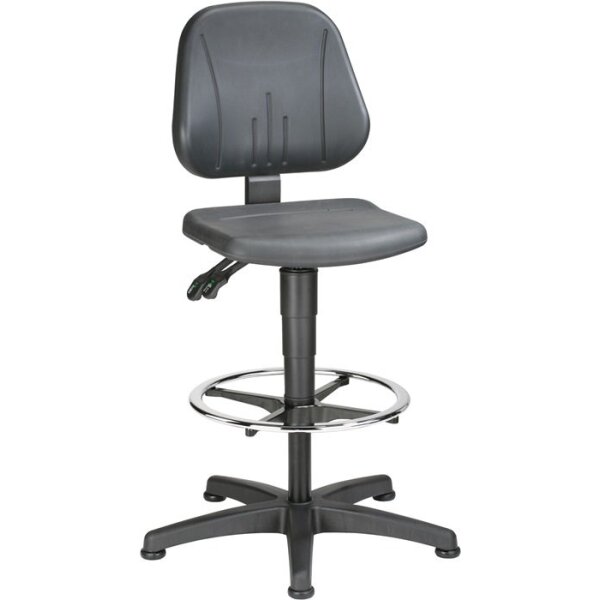 Bimos Arbeitsdrehstuhl Unitec Bodengleiter + Fußring Integralschaum schwarz 580-850 mm