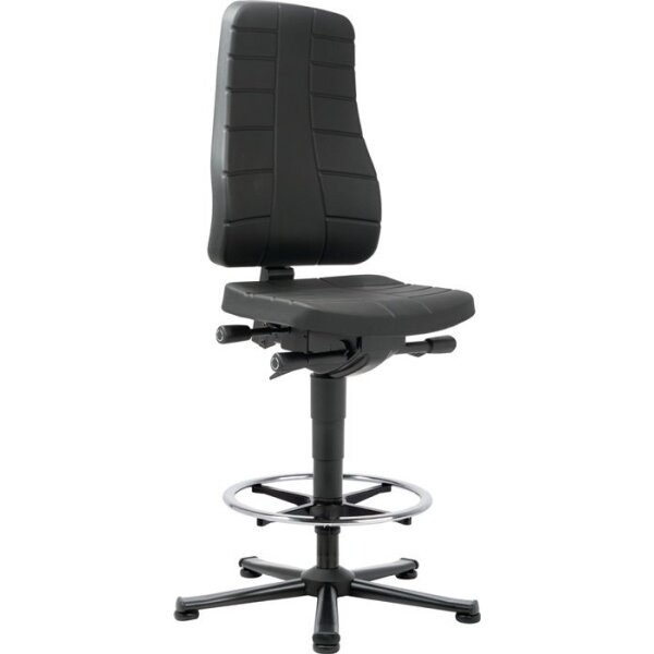Bimos Arbeitsdrehstuhl All-In-One Highline Bodengleiter + Fußring Integralschaum schwarz 570-830 mm