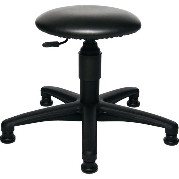 Topstar Drehhocker mit Bodengleitern Kunstlederpolster schwarz Sitzhöhenverstellung 390-520 mm