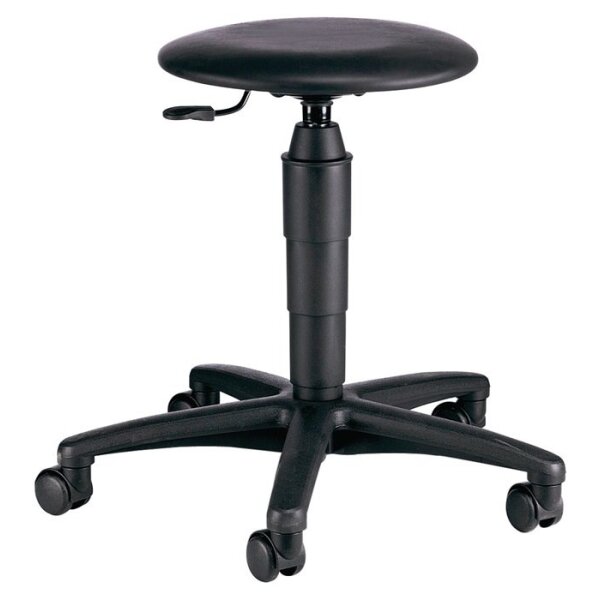 Topstar Drehhocker mit Rollen Kunstlederpolster schwarz Sitzhöhenverstellung 420-550 mm
