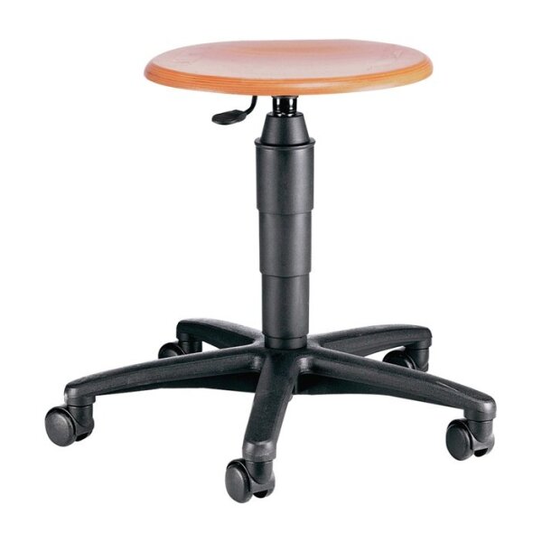 Topstar Drehhocker mit Rollen Buche natur Sitzhöhenverstellung 420-550 mm