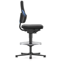 Bimos Arbeitsdrehstuhl Nexxit Bodengleiter + Fußring Grifffarbe blau Integralschaum schwarz 570-820 mm